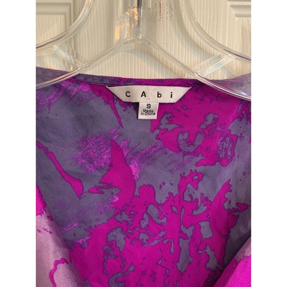 CAbi Top Size small Pink Purple Abstract Sleeveless Silk Blouse Career Dressy - Picture 4 of 15